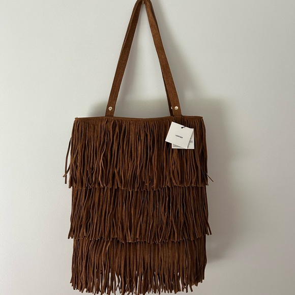 Zara Handbags - Leather fringe bag